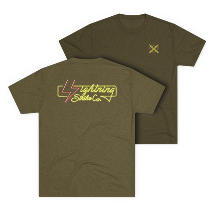 LSSC Neon Lightning Strike Tee - Tri-Blend Military Green
