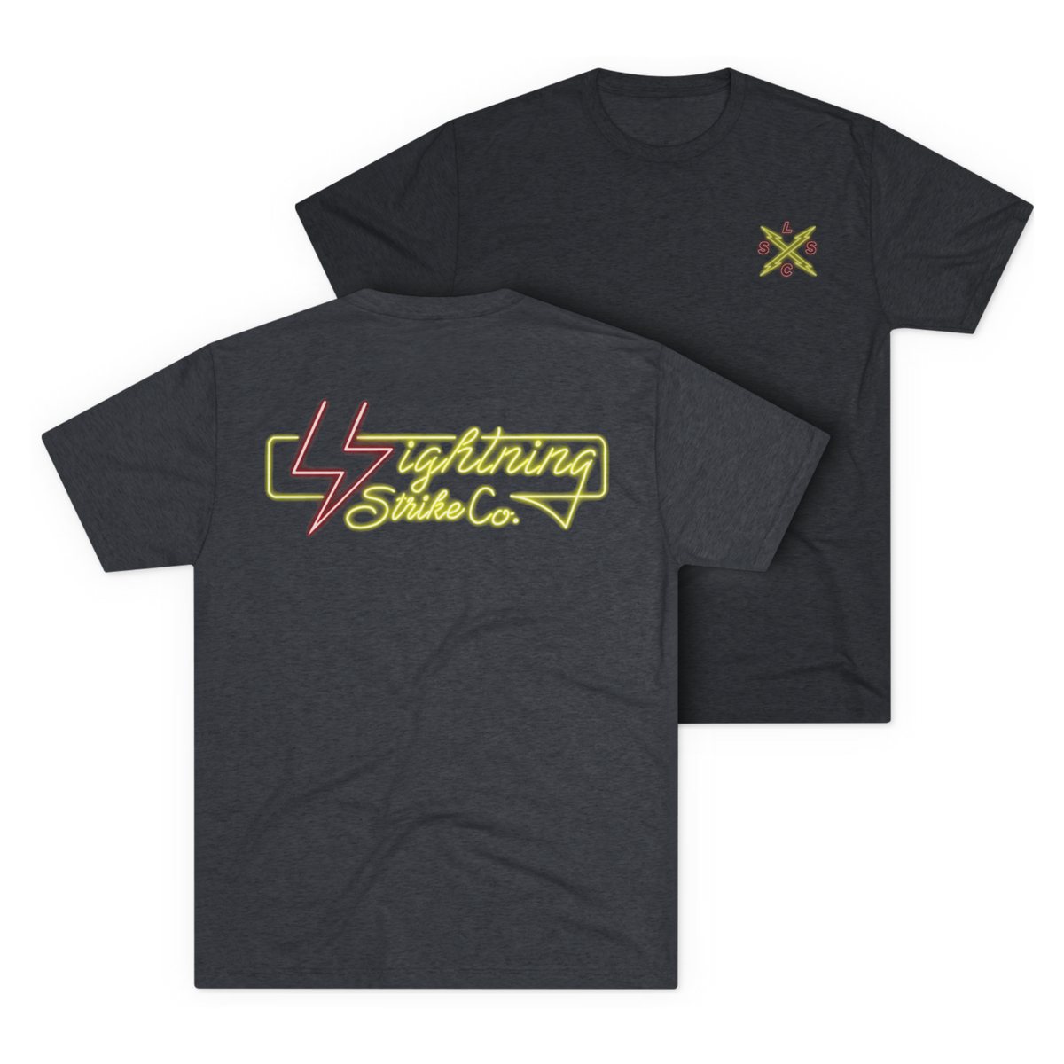 LSSC Neon Lightning Strike Tee - Tri-Blend Vintage Navy