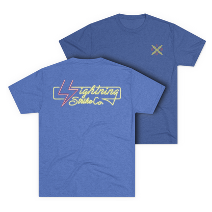 LSSC Neon Lightning Strike Tee - Tri-Blend Vintage Royal
