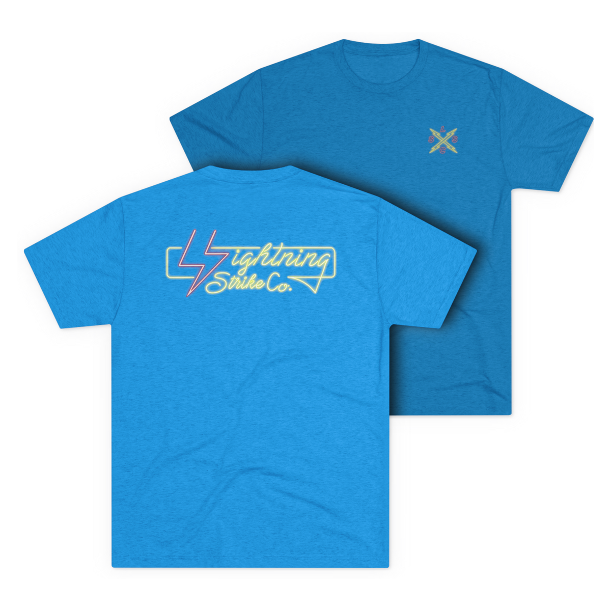 LSSC Neon Lightning Strike Tee - Tri-Blend Vintage Turquoise