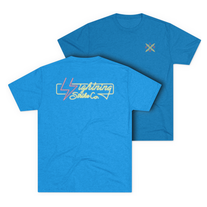 LSSC Neon Lightning Strike Tee - Tri-Blend Vintage Turquoise