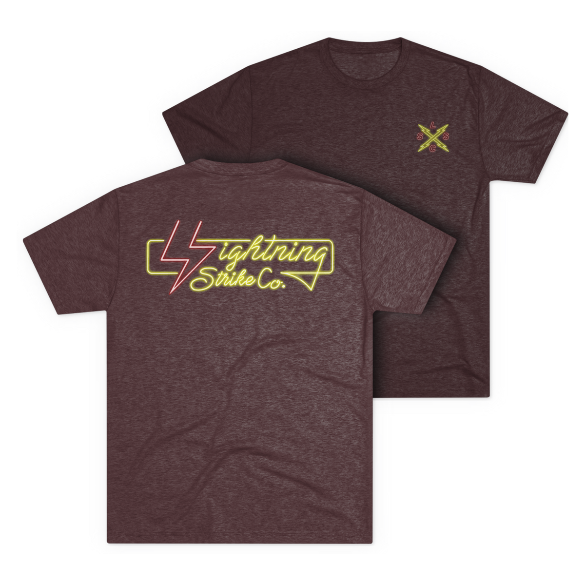 LSSC Neon Lightning Strike Tee - Tri-Blend Cardinal Black