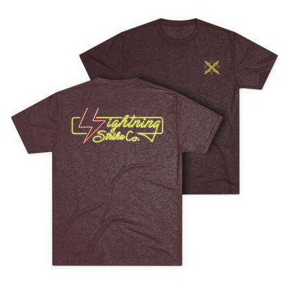LSSC Neon Lightning Strike Tee - Tri-Blend Cardinal Black