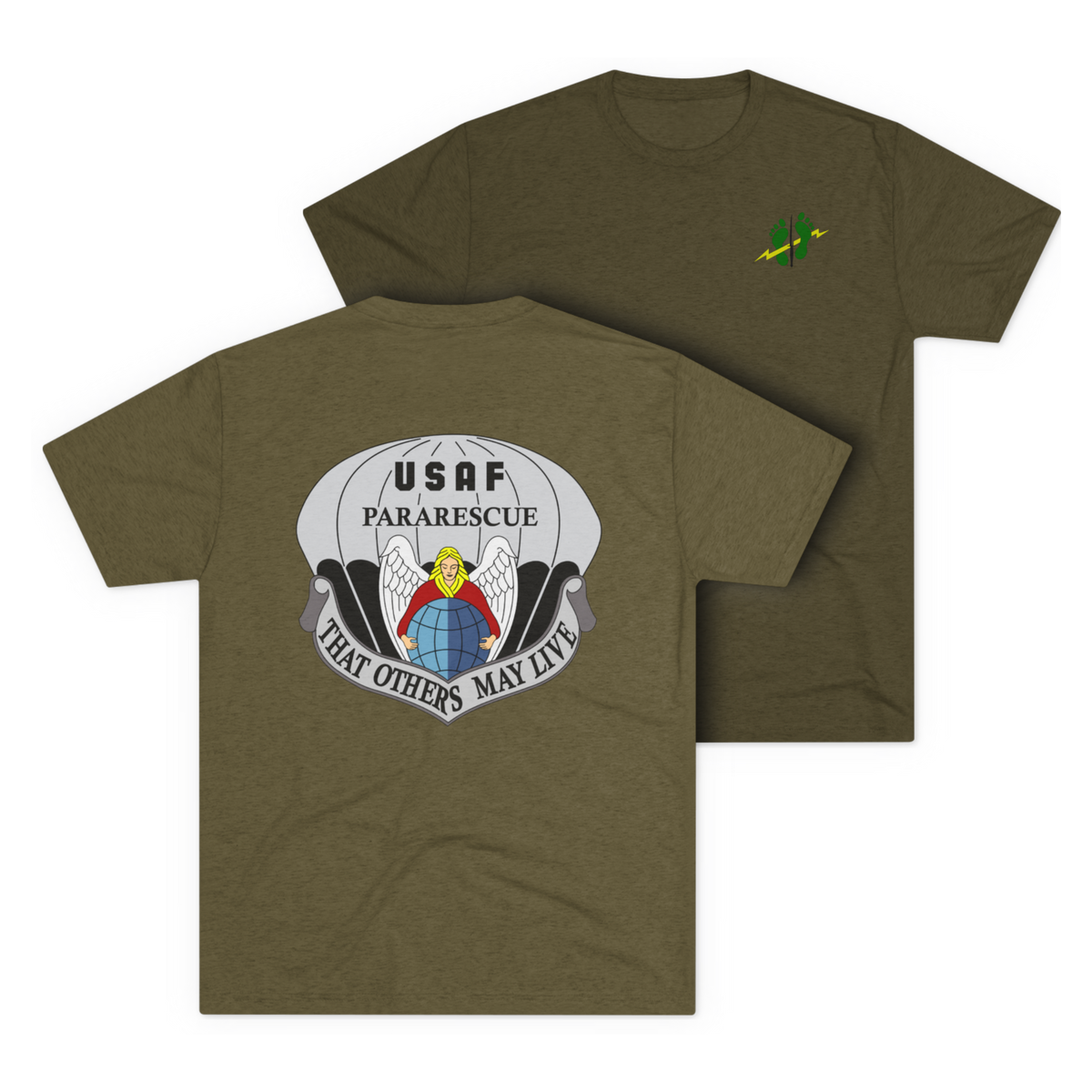 LSSC PJ | Green Feet Colored Tee - Tri-Blend Military Green