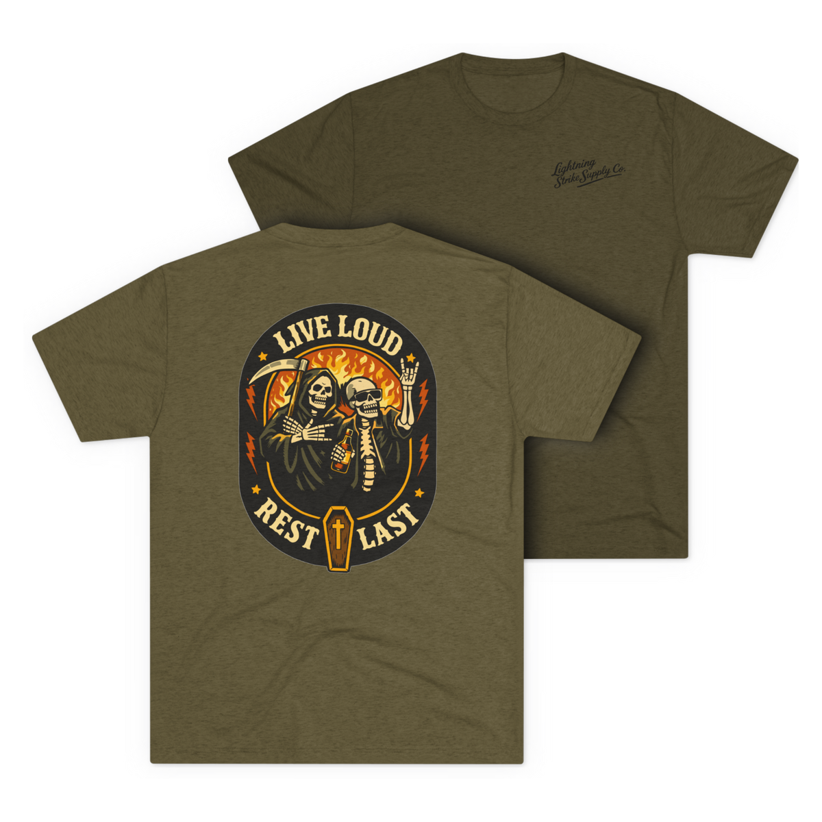 LSSC Live Loud · Rest Last Tee - Tri-Blend Military Green