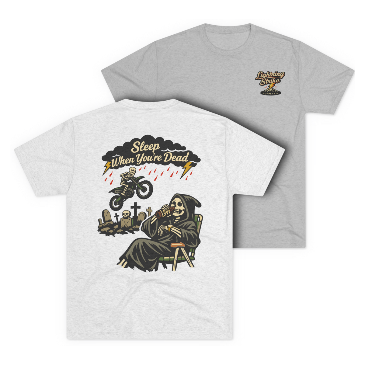 LSSC Sleep When You're Dead Tee - Tri-Blend Heather White