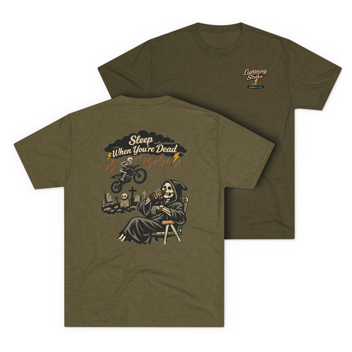 LSSC Sleep When You're Dead Tee - Tri-Blend Military Green