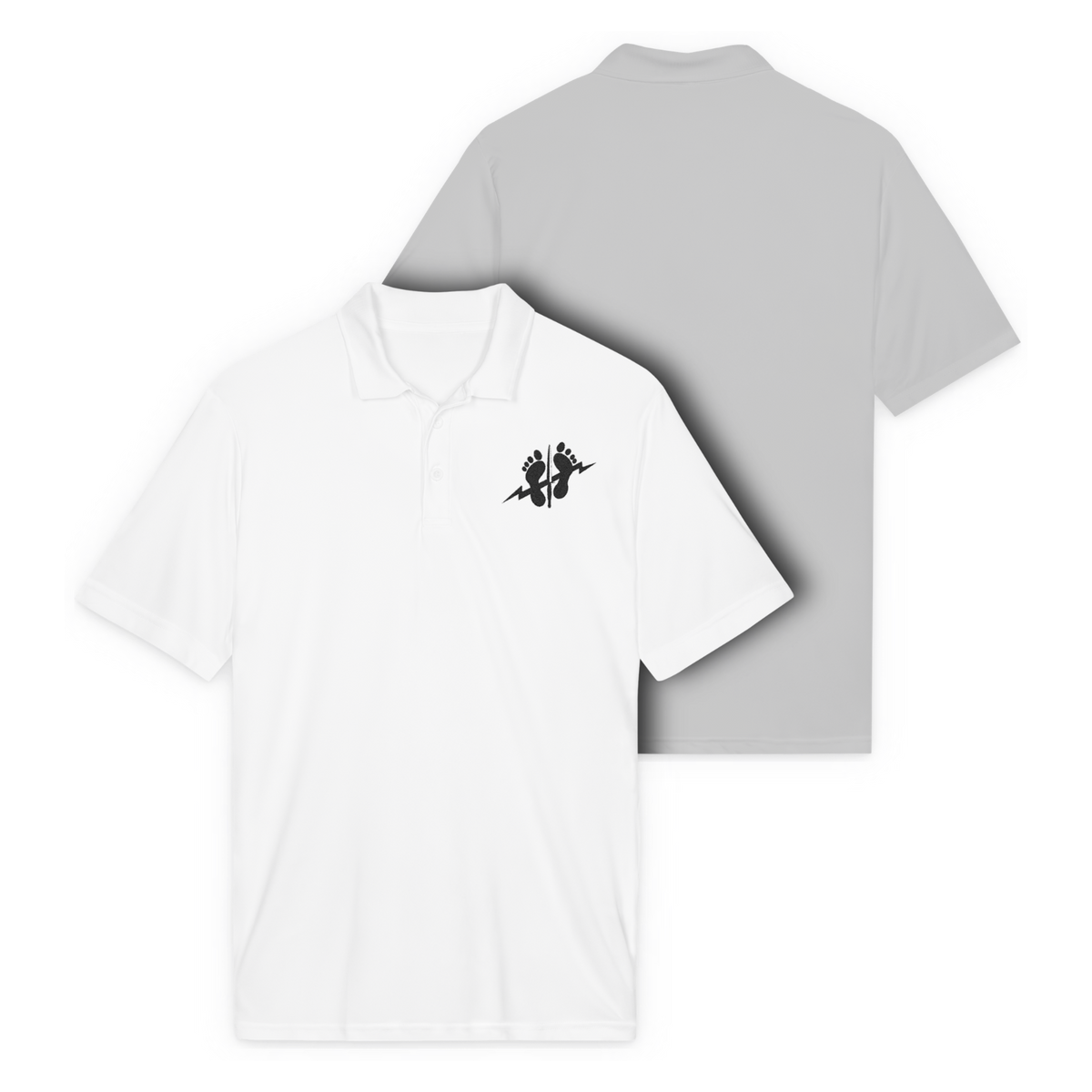 LSSC Men's Green Feet Polo | Black Embroidery - White