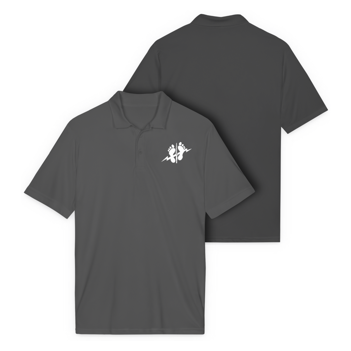 LSSC Men's Green Feet Polo | White Embroidery - Iron Grey